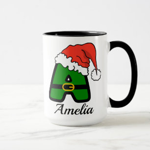 Mug de Noël personnalisé avec l'alphabet 'A'