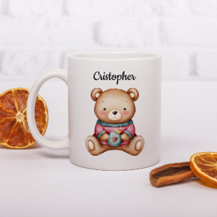 Mug de Noël personnalisé avec un ours en peluche m