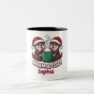 Mug de Noël personnalisé Loutres Chaud & Confort