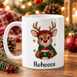 Mug de Noël personnalisé Renne amateur de café