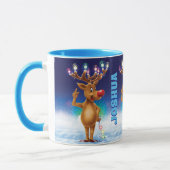 Mug de Noël personnalisé, Rudolph et lumières. (Gauche)