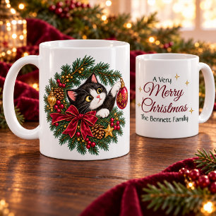 Mug de Noël personnalisé Tuxedo Vintage Chat