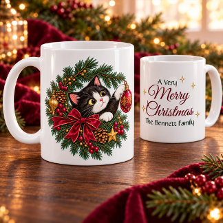 Mug de Noël personnalisé Tuxedo Vintage Chat