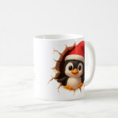 Mug de Noël pingouin mignon - Nom personnalisé Cha (Devant droit)