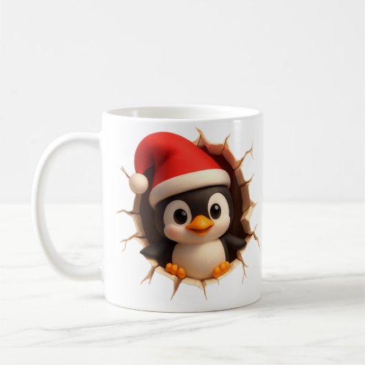 Mug de Noël pingouin mignon - Nom personnalisé Cha (Gauche)