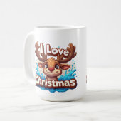 Mug de Noël Renne Mignon J'adore Xmas (Devant gauche)