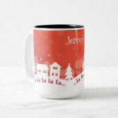 Mug de Noël, Rouge & Blanc, Nom (Devant gauche)