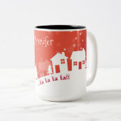 Mug de Noël, Rouge & Blanc, Nom (Devant droit)