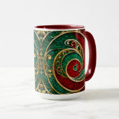 Mug de Noël Rouge Or Vert Vacances (Devant droit)