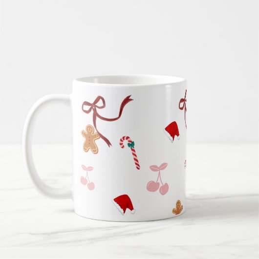 Mug de Noël ruban coquette mignon (Gauche)