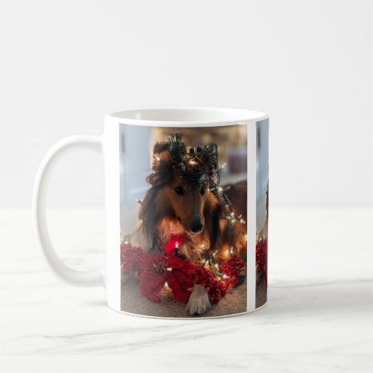 mug de Noël Sheltie (Gauche)