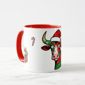 Mug de Noël vache rigolote – Mug festif (Devant gauche)