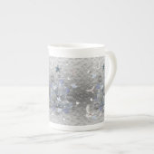 Mug de Noël, Vintage, Joyeux Arbre Bleu (Devant droit)