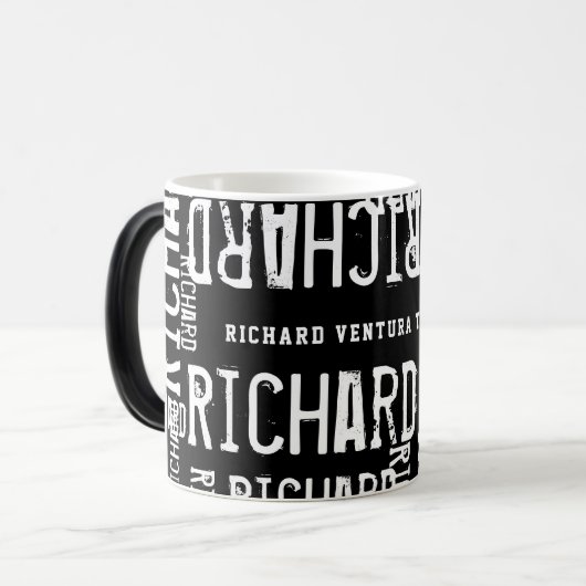 Mug de nom blanc noir moderne (Devant gauche)
