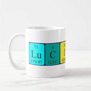 Mug de nom de table périodique lucide