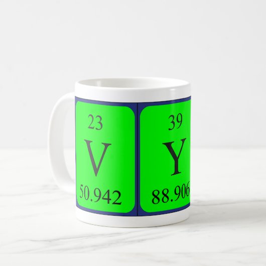 Mug de nom de table périodique Vyv (Devant gauche)