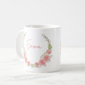 Mug de nom floral personnalisé (Devant gauche)
