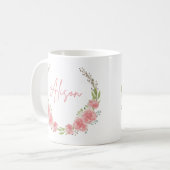 Mug de nom floral personnalisé (Devant gauche)