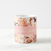 Mug de nom floral rose personnalisé (Centre)