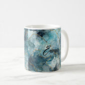 Mug de nom personnalisé Blue Gold (Devant droit)