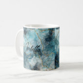 Mug de nom personnalisé Blue Gold (Devant gauche)