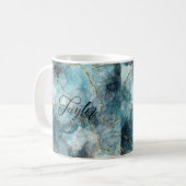 Mug de nom personnalisé Blue Gold (Devant gauche)