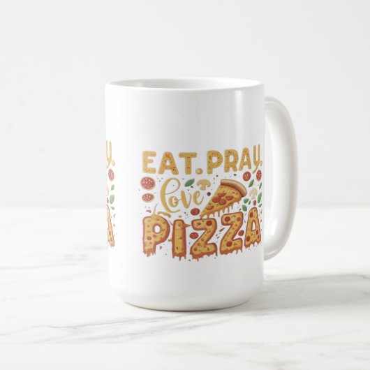 Mug de nourriture amusante - Pizza : Une tranche d (Devant droit)