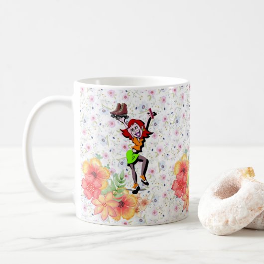 Mug de patinage floral (Avec donut)