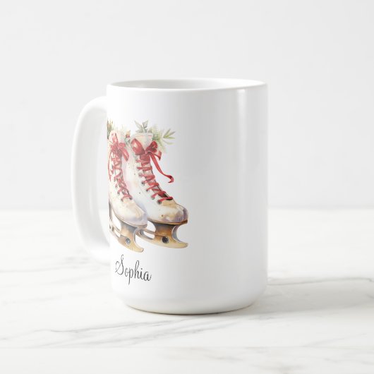 Mug de patinage sur glace personnalisée Nom person (Devant gauche)