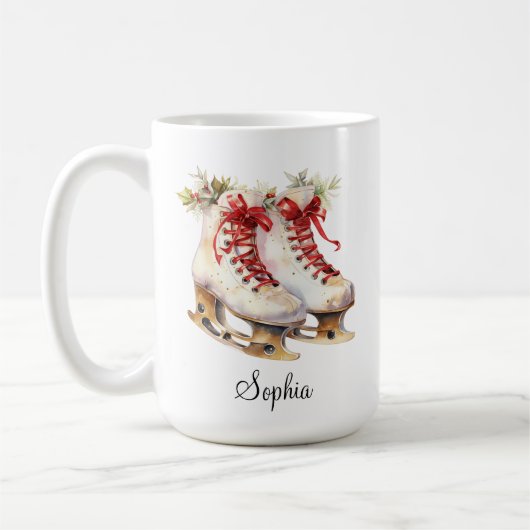 Mug de patinage sur glace personnalisée Nom person (Gauche)