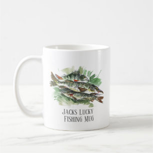 Mug de pêche chanceux personnalisé Brochet et Pe