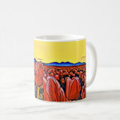 Mug de peinture de terrain de la tulipe rouge (Devant droit)