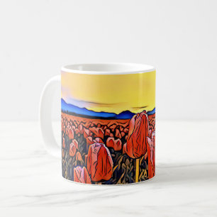 Mug de peinture de terrain de la tulipe rouge
