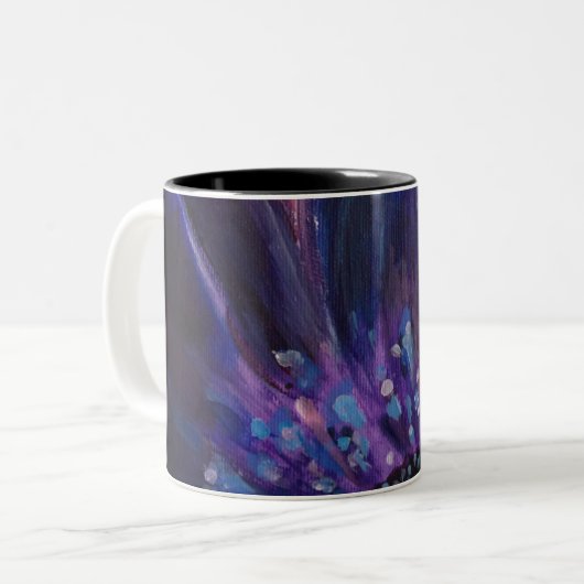 Mug de peinture florale violette Feuille (Devant gauche)