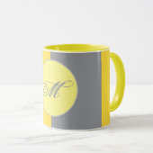 Mug De Personnaliser Jaune Clair Et Gris Doux (Devant droit)