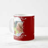 Mug de photos de Noël rouge avec frontière verte (Devant gauche)