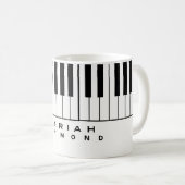 Mug de piano blanc noir avec nom de pianiste (Devant droit)