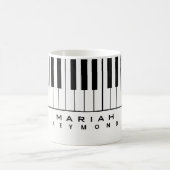 Mug de piano blanc noir avec nom de pianiste (Centre)