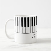 Mug de piano blanc noir avec nom de pianiste (Gauche)