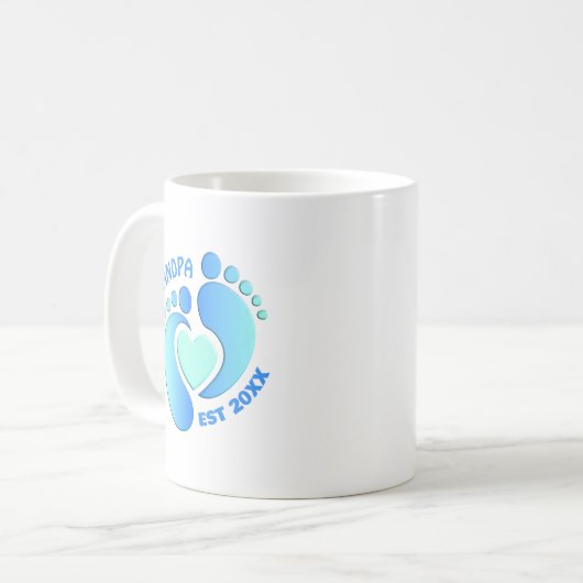 Mug de pieds pour bébé bleu pour grand-père (Devant gauche)