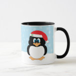 Mug de pingouin de Noël<br><div class="desc">Profitez de cette mignonne confiture de pingouin de Noël pour votre café du matin ou offrez-la en cadeau. Cette tasse de vacances comprend un pingouin portant un casquette du Père Noël avec un arrière - plan de flocon de neige. Il s'agit d'un Joyeux Noël. Vous pouvez même personnaliser cette tasse...</div>