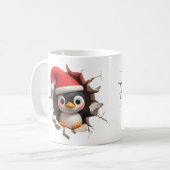 Mug de pingouin de Noël 3D - Fête festive mignonne (Devant gauche)