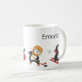 Mug de pingouin de Noël de l'enfant (Devant droit)