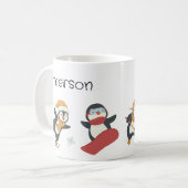 Mug de pingouin de Noël de l'enfant (Devant gauche)