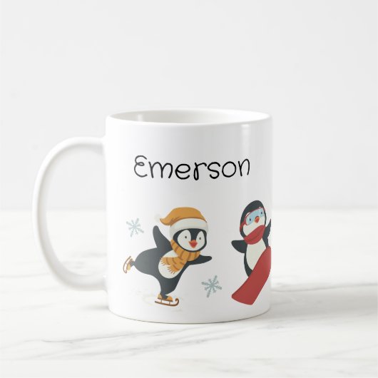 Mug de pingouin de Noël de l'enfant (Gauche)