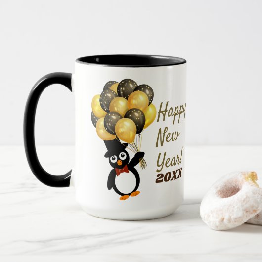 Mug de pingouin de Nouvel An (Avec donut)