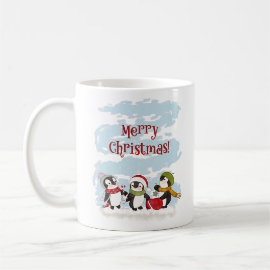 Mug de pingouins de Noël (Gauche)