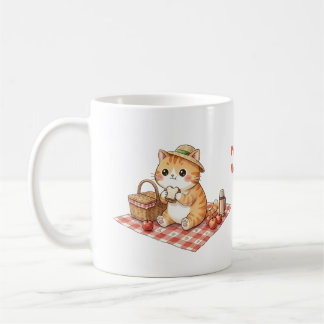 Mug de pique-nique chat roux vintage Kawaii