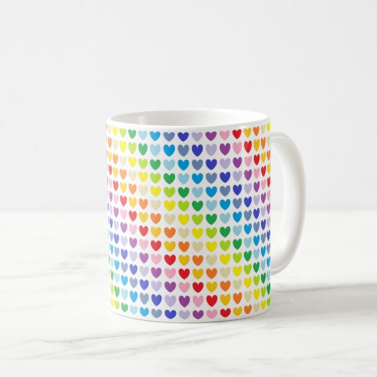 Mug De plus larges coeurs d'arc-en-ciel de spectre (Devant droit)