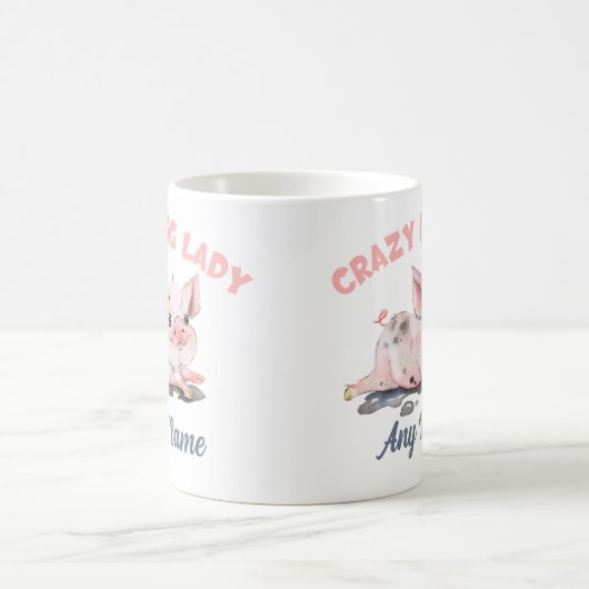 Mug de porc fou, Mug d'amour de porc, cadeau perso (Centre)
